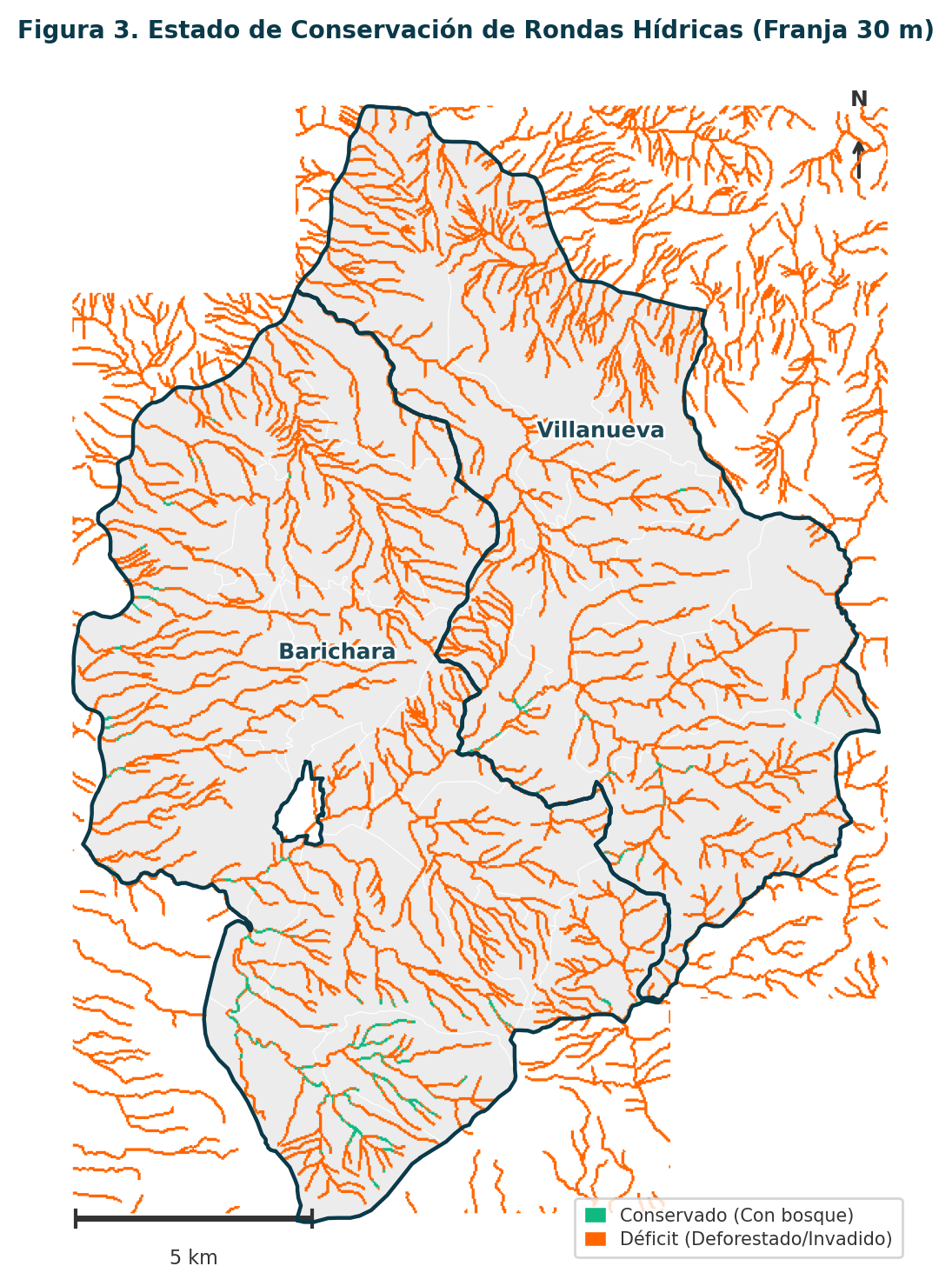 Déficit de Rondas Hídricas Protegidas (Franja 30 m)